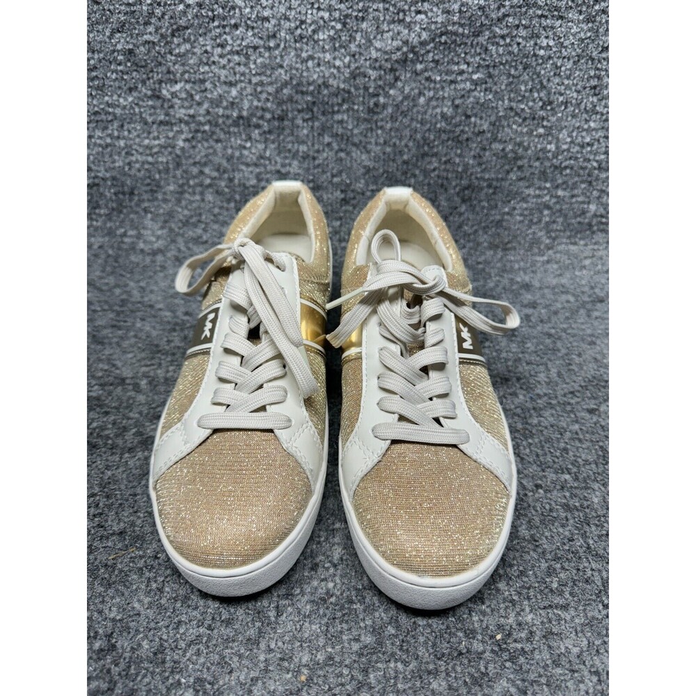 Michael Kors Lace-Up MK Logo Sneakers Izetta Regent in Vanilla Girl's Size 6 NEW